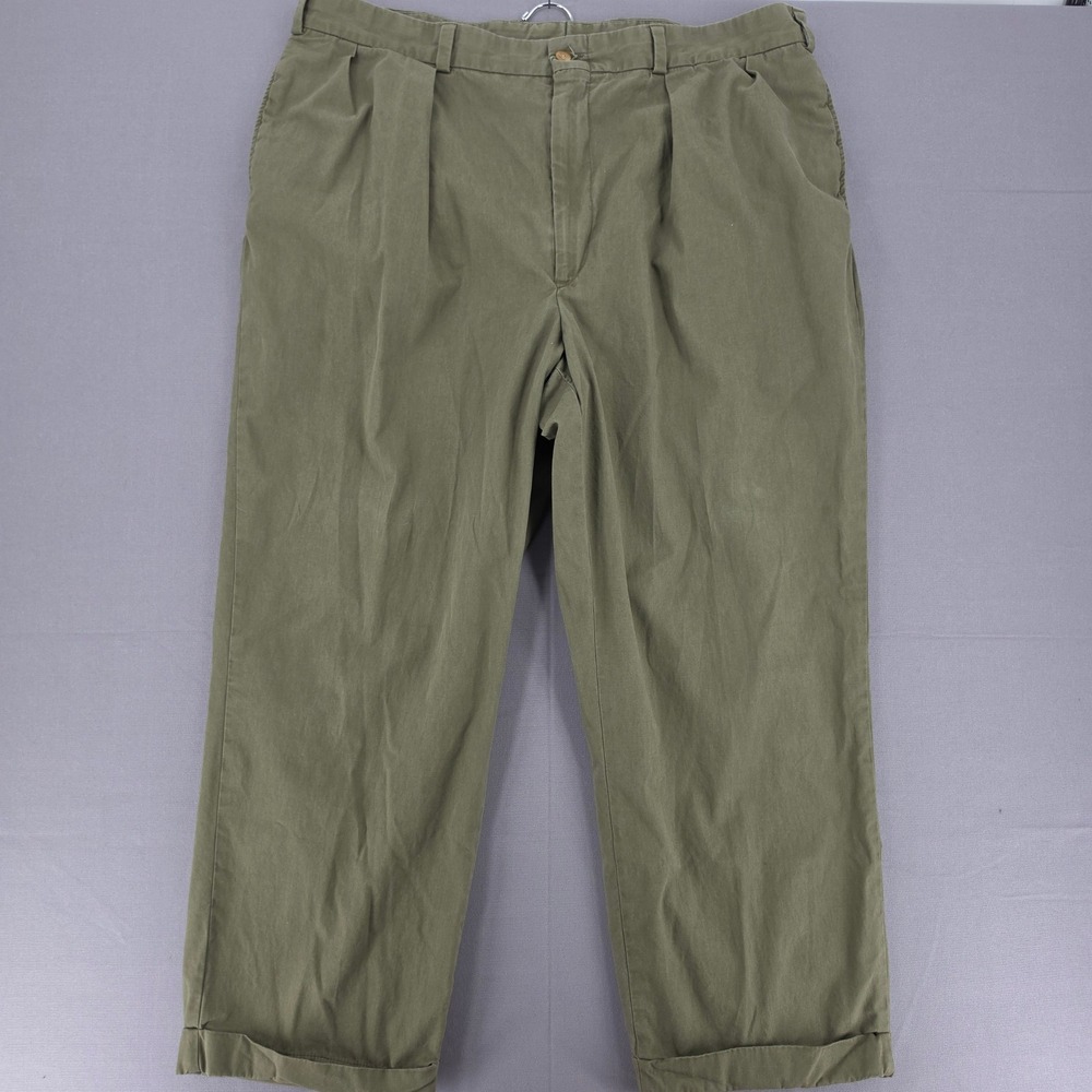 Bills Khakis M1 Mens 42 Olive Green Pleated Cotton Chino Pants Made in USA. A2